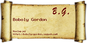 Boboly Gordon névjegykártya